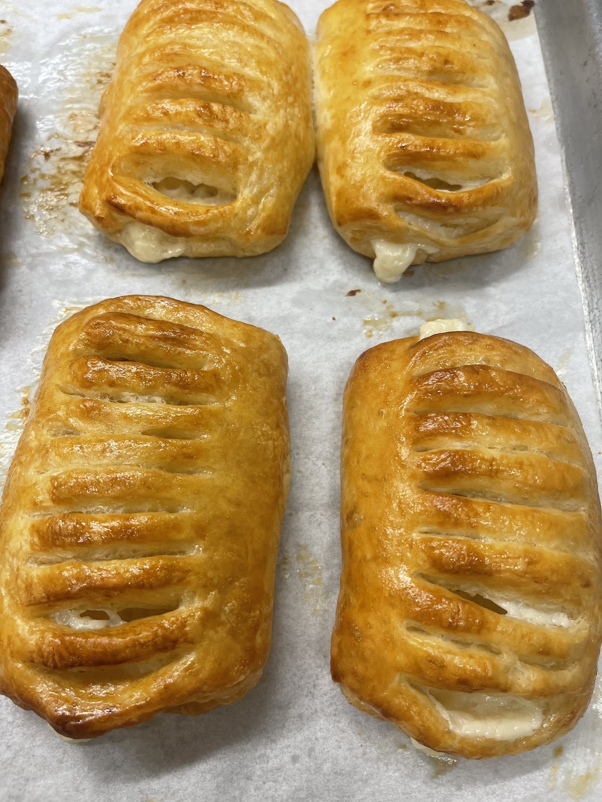 Flaky golden cheese danishes fresh from the oven